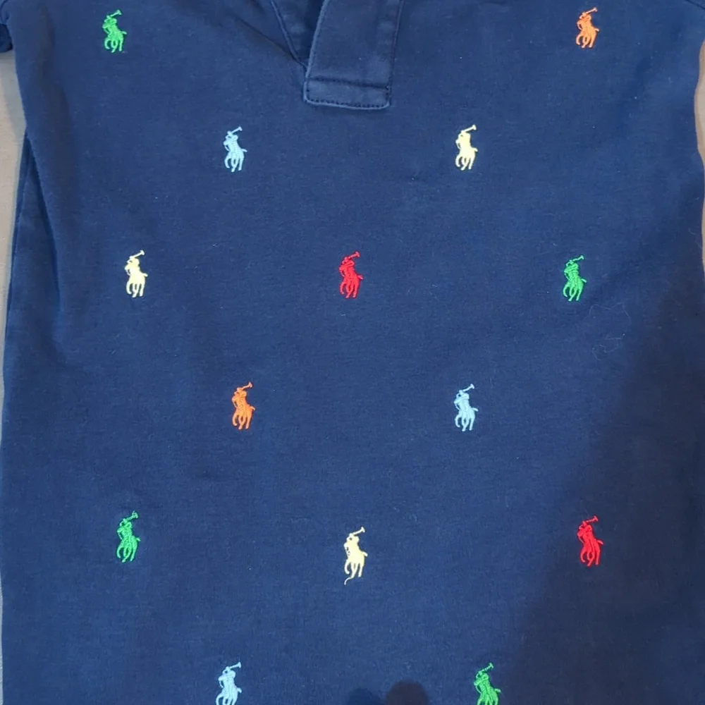 Ralph Lauren Outfit 12 M One Piece Blue with Logo Theme Snap Closure